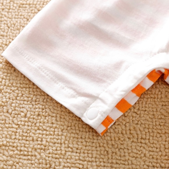 PatPat 100% Cotton Fox Stripe Print Short-sleeve Orange Baby Romper.Color:Orange - Picture 6 of 11